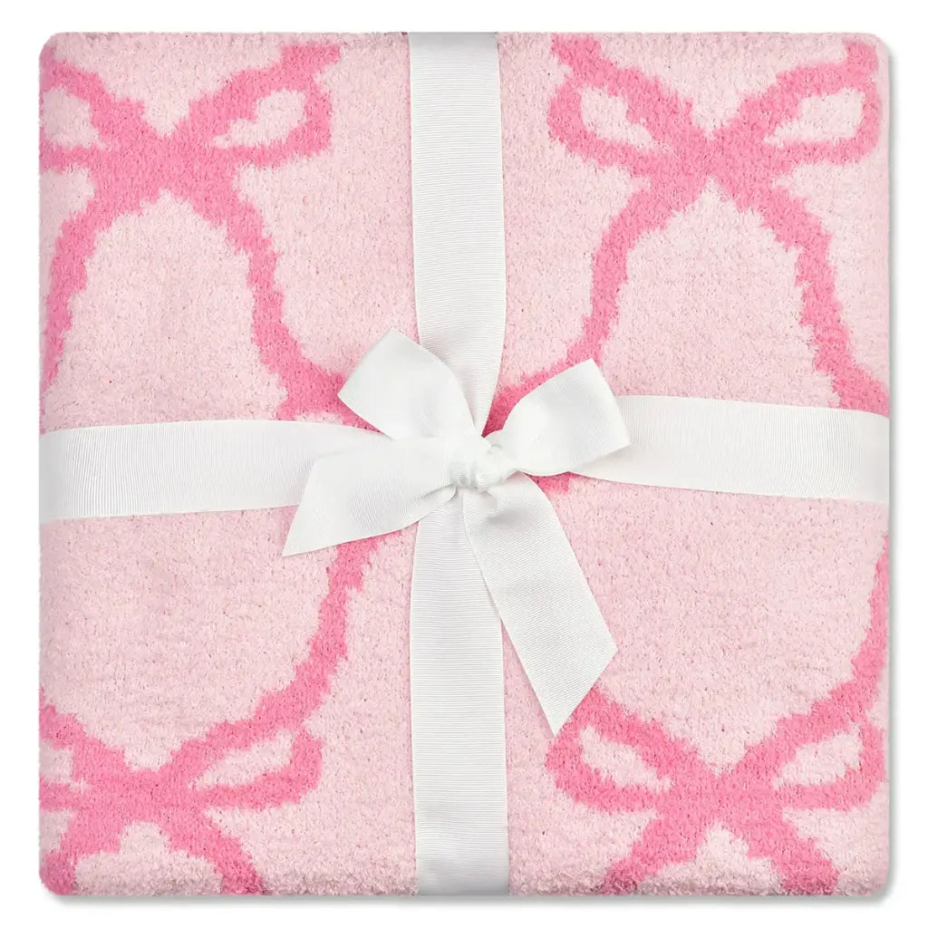 ISCREAM - Sweet Trellis Bow Cozy Knit Blanket