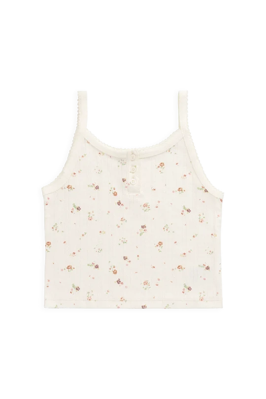 Jamie Kay - Organic Cotton Pointelle Anais Singlet, Eloise Egret