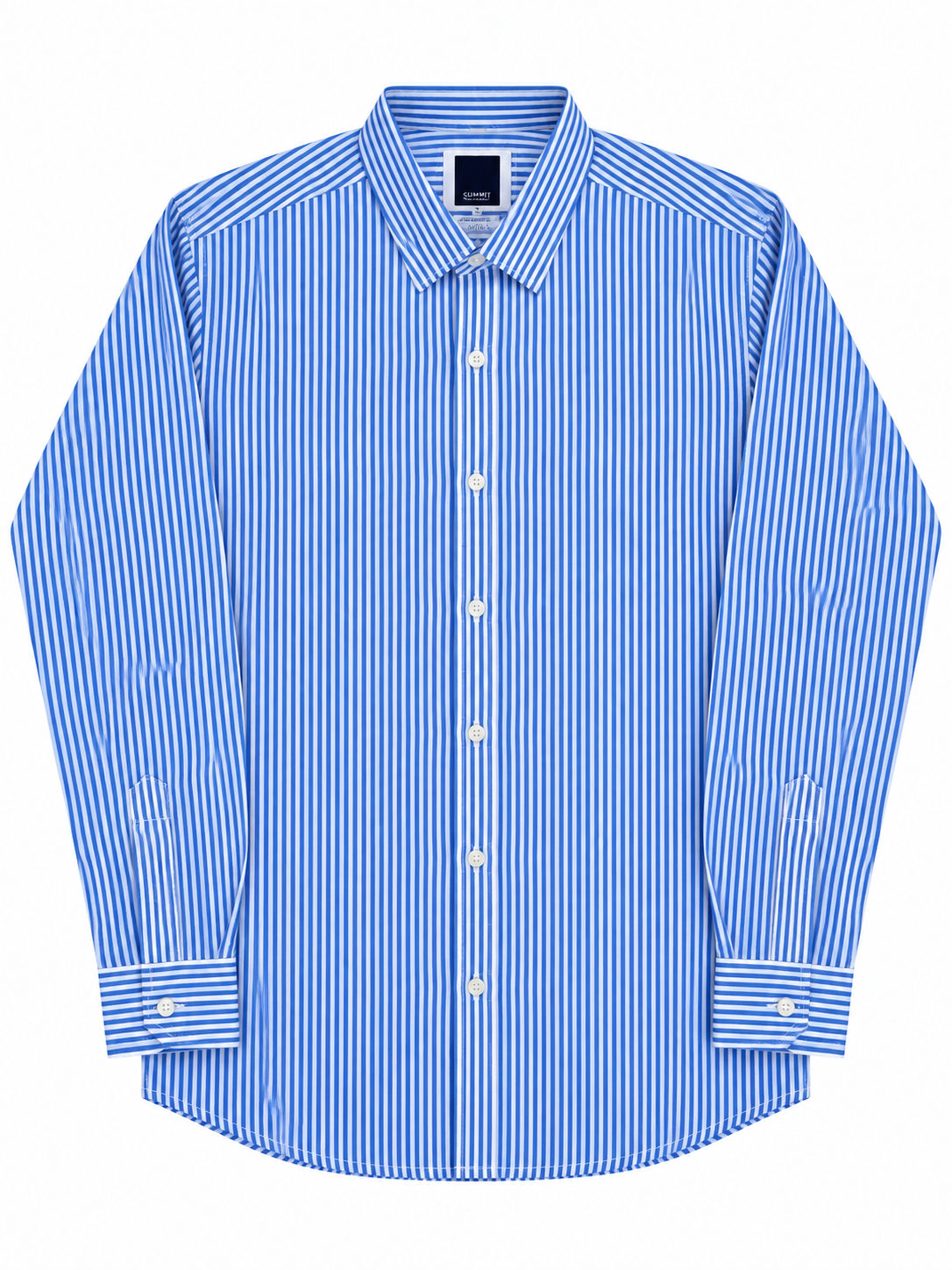 Pier St Barth - Palmer Men’s Striped Long Sleeve Shirt, Andy Blue Stripe Seersucker