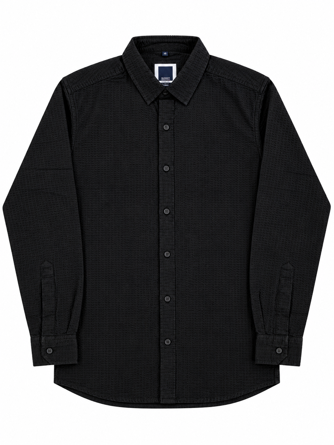Pier St Barth - Palmer Men’s Long Sleeve Shirt, Black Seersucker