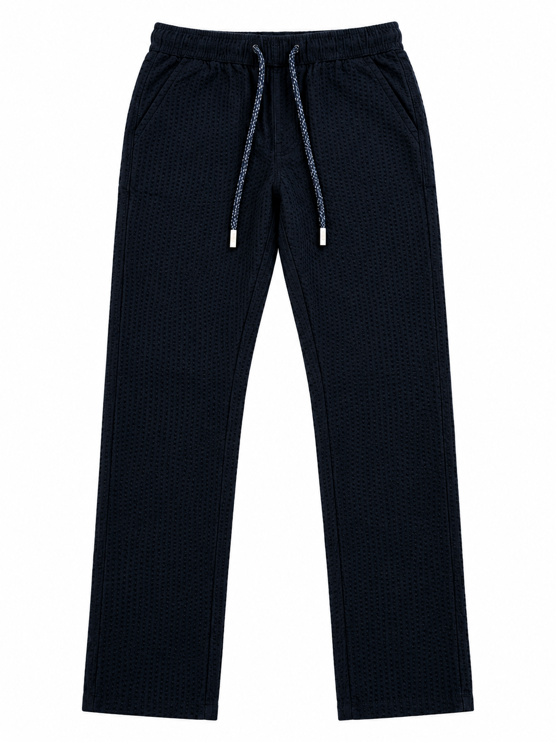 Pier St Barth - Bahamas Cotton Boys Pants, Navy Seersucker