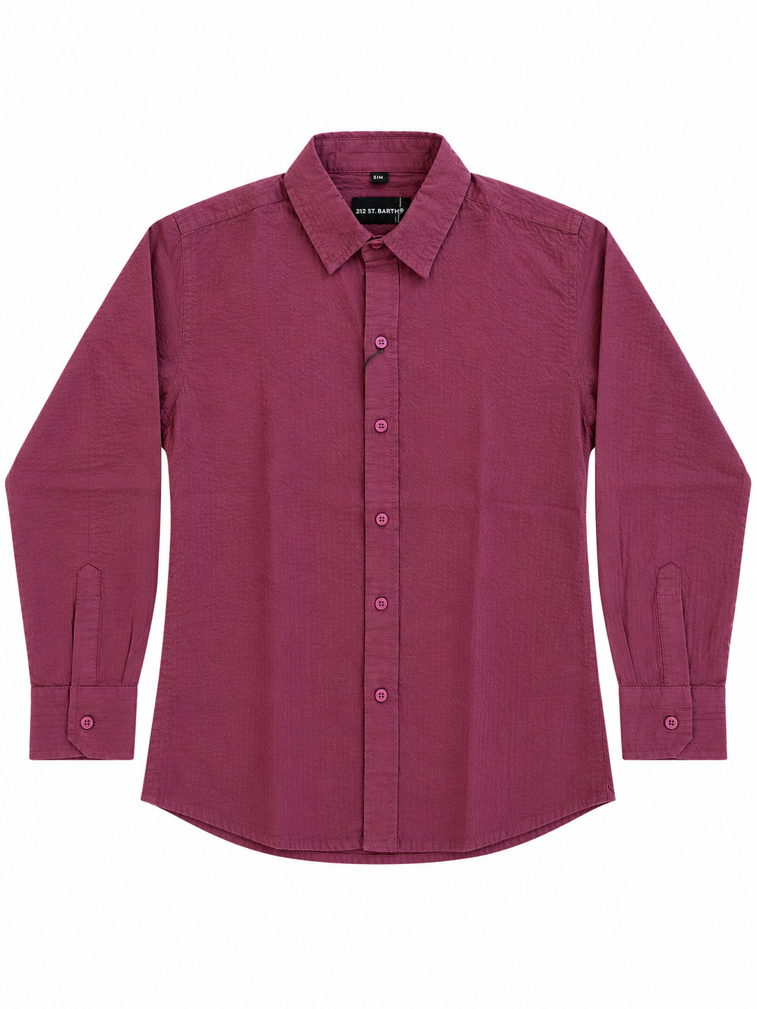 Pier St Barth - Palmer Boys Long Sleeve Shirt, Rhubarb Seersucker