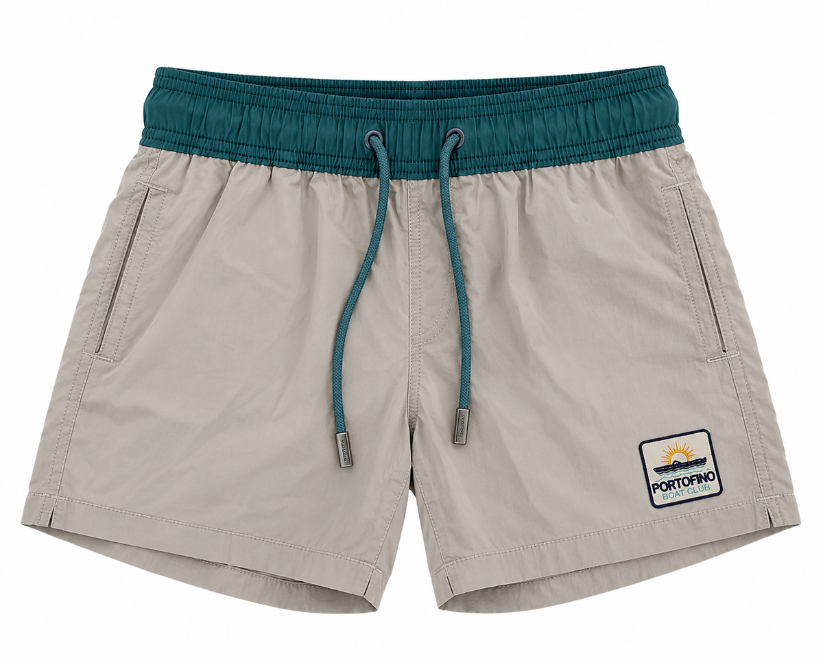 Pier St Barth - Pier Men’s Swim Shorts, Portofino Light Grey Ripstop