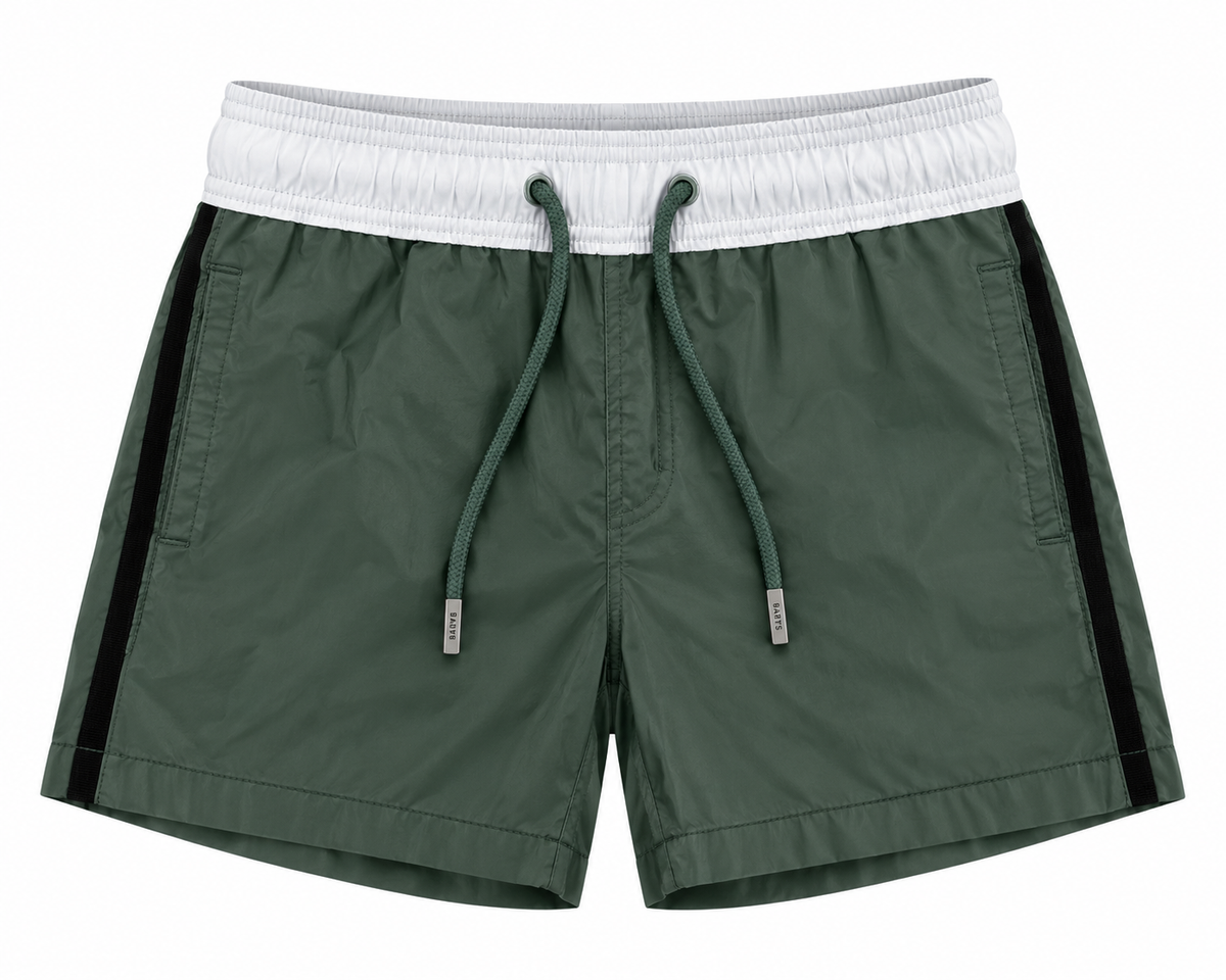 Pier St Barth - Pier Men’s Swim Shorts, Light Olive Stretch
