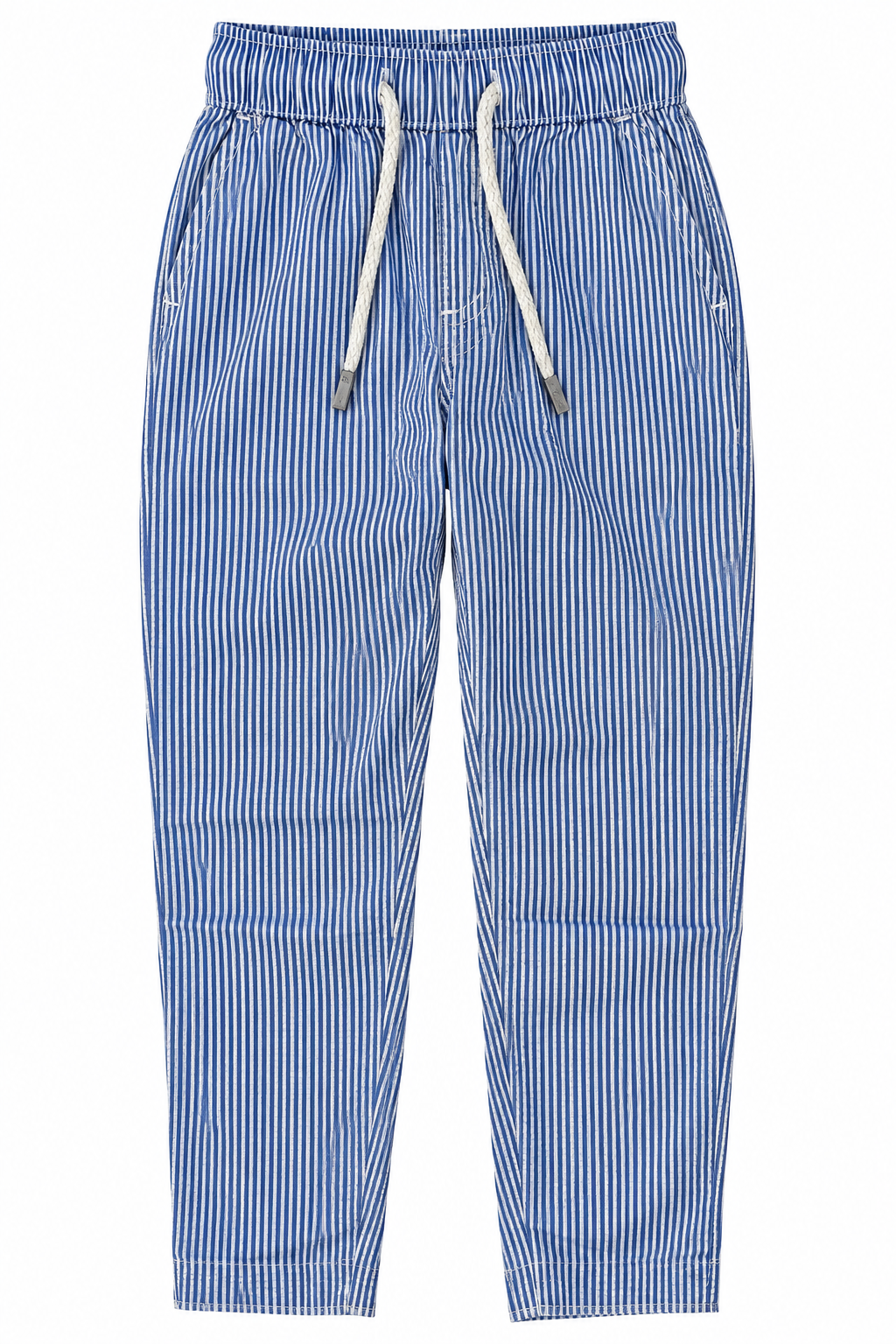 Pier St Barth - Bahamas Cotton Boys Pants, Blue Stripes Seersucker