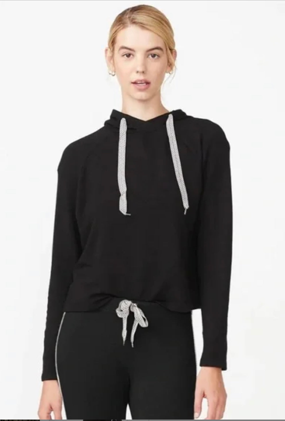 monrow pullover hoodie with chevron drawcord
