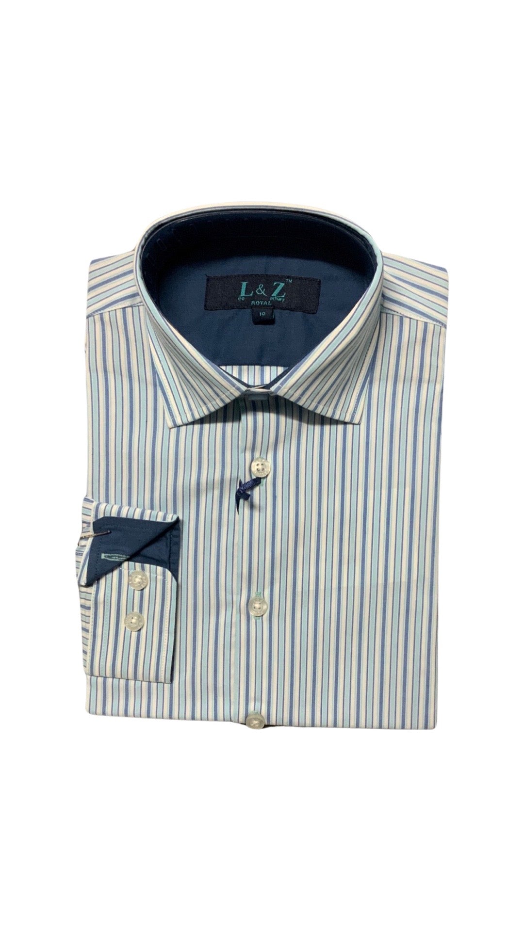 Leo and Zachary - Boys' Cyan/Blue Stripes Dress Shirt