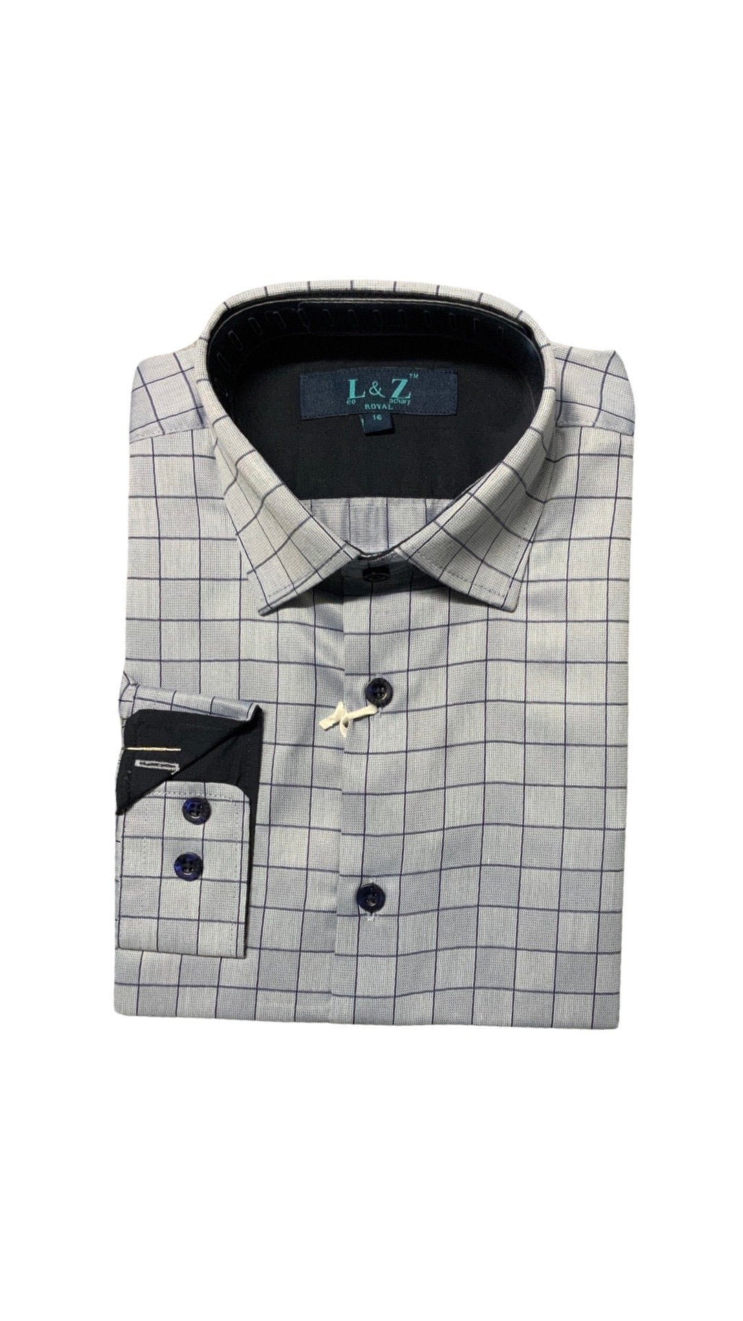 Leo and Zachary - Boys' Window Pane Dress Shirt, Slate