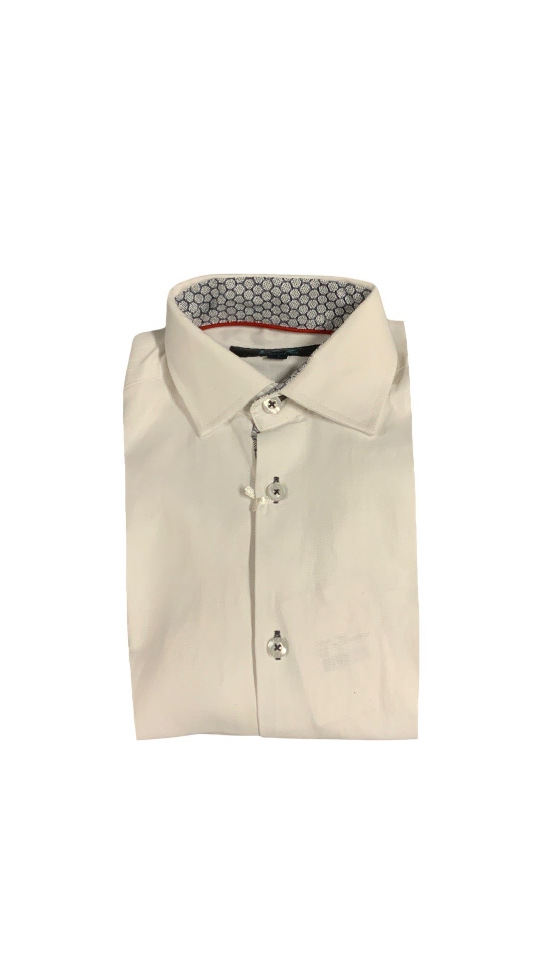 Leo and Zachary Kids' White Dress Shirt | Navy Stitch Accent
