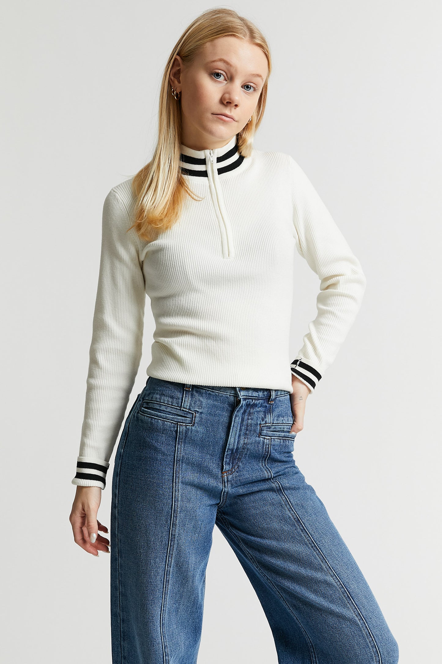 Indee Zipped Ribbed Turtleneck