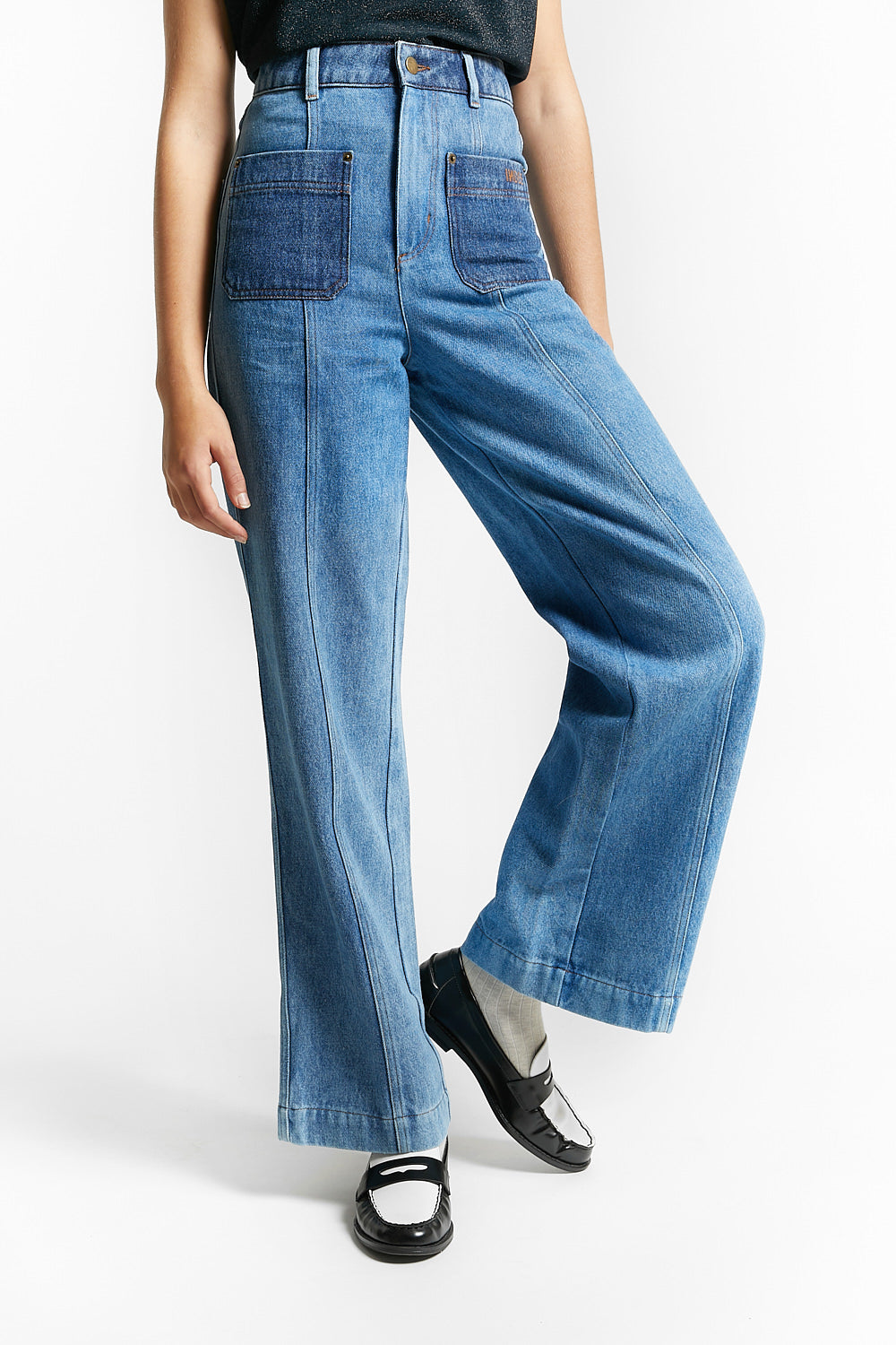 RODESIE - BICOLOR HIGH WAISTED JEANS by INDEE