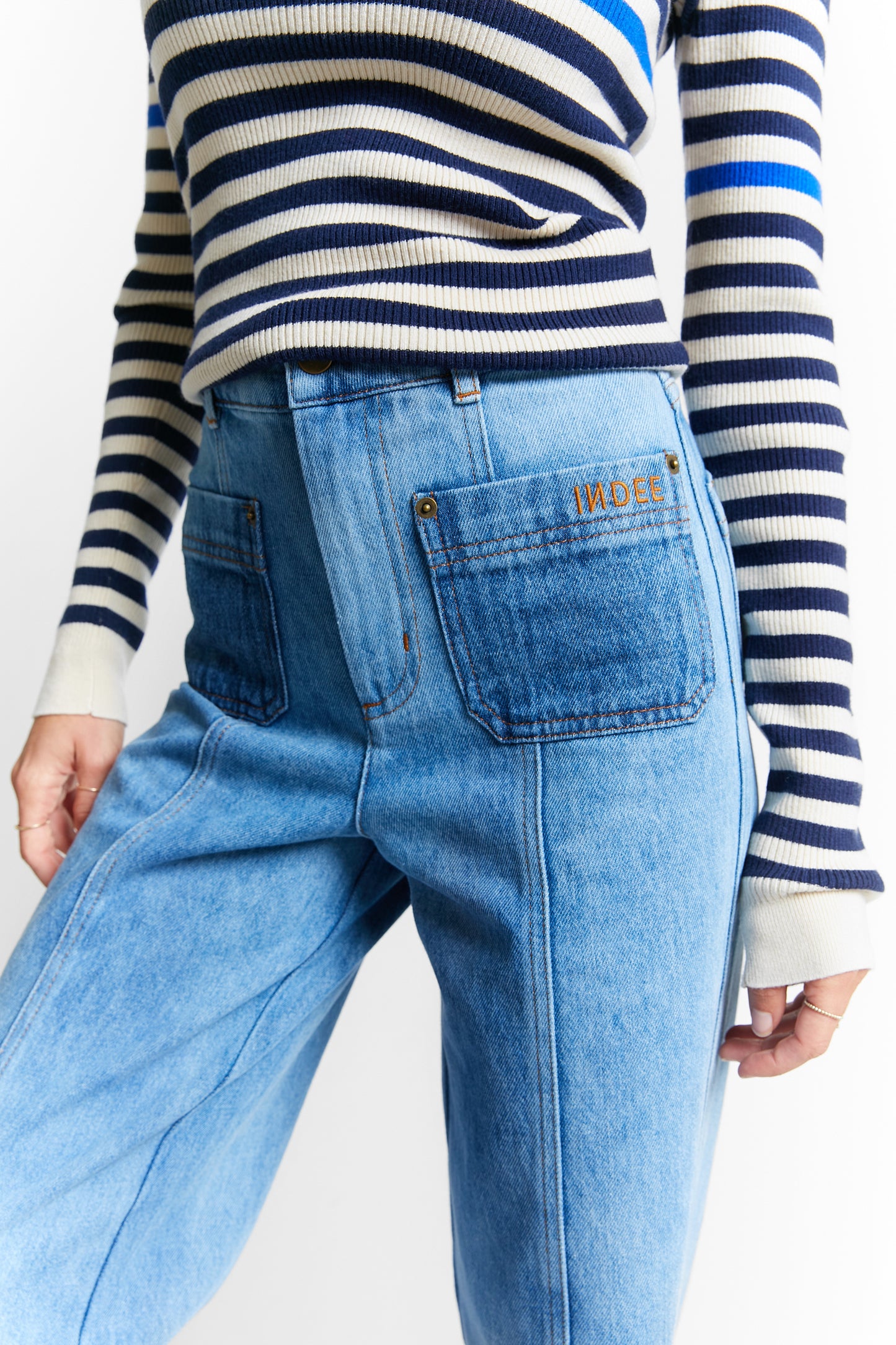 RODESIE - BICOLOR HIGH WAISTED JEANS by INDEE