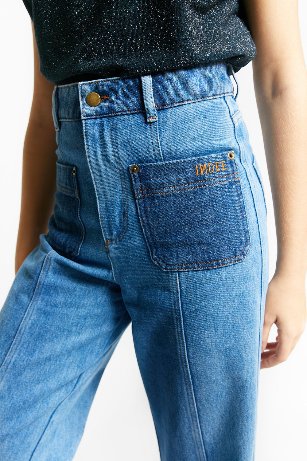 RODESIE - BICOLOR HIGH WAISTED JEANS by INDEE