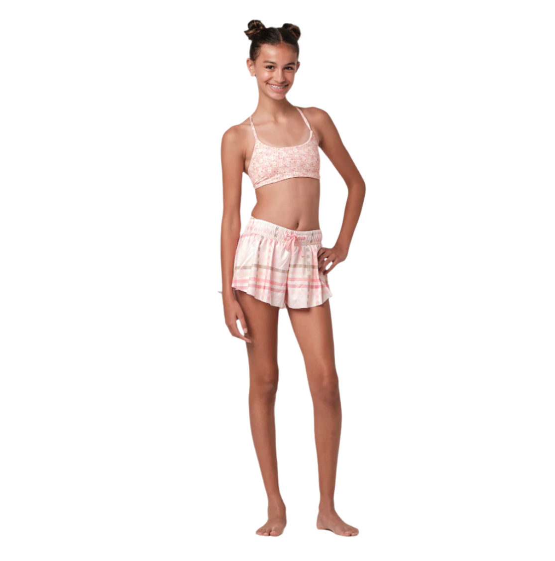 Submarine - Short Gingham Cream Girls Swimsuits