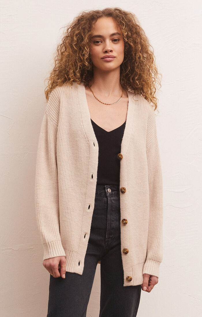 Camel button down cadigan