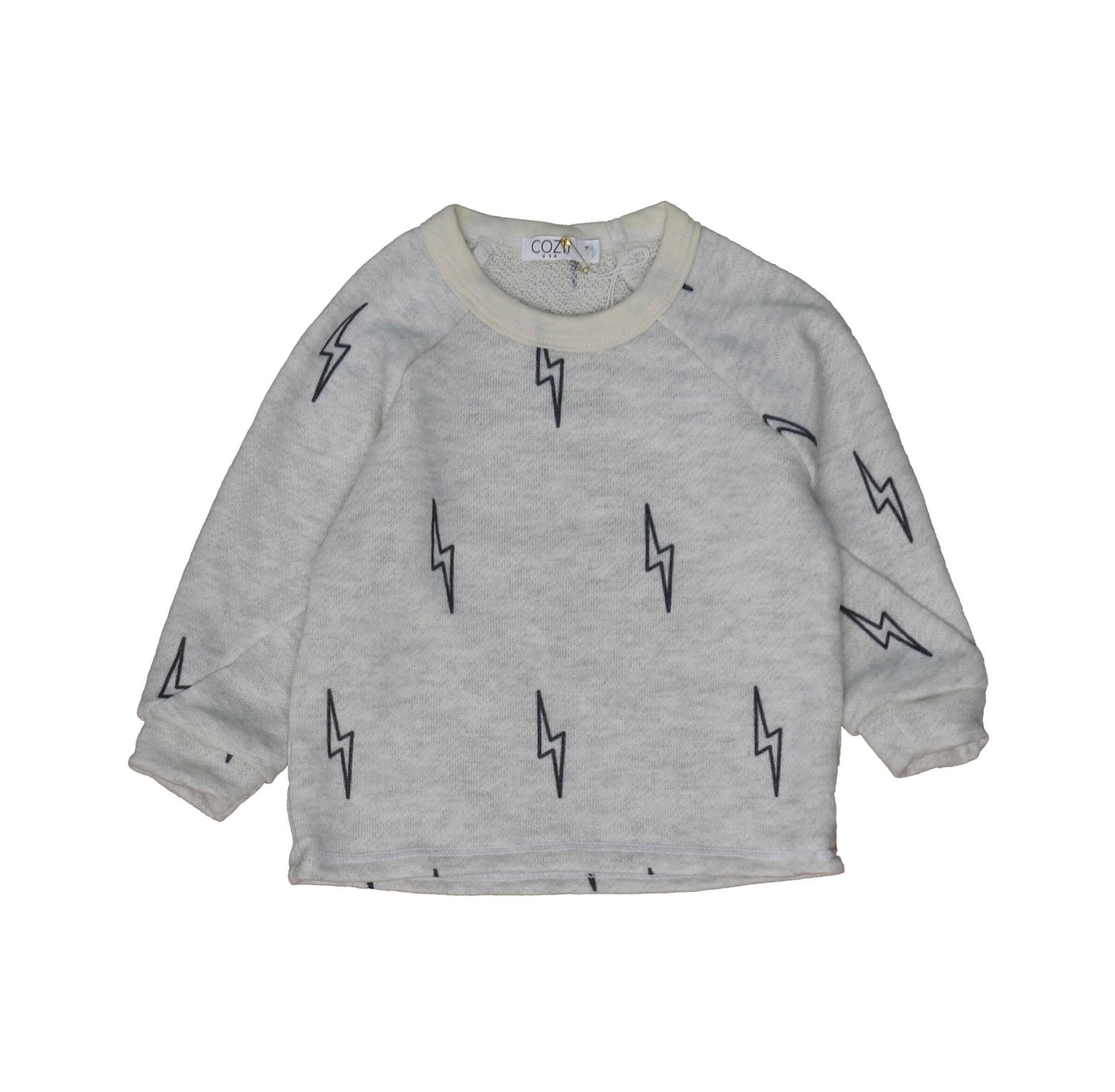 COZII Kids White Lightning Crew Neck | Children's Top
