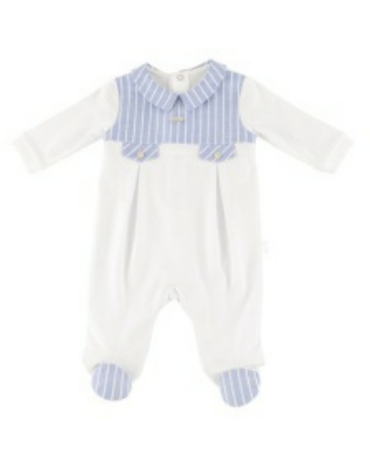 PURETE Baby White Blue Footie | Soft & Cozy Footie | Buy now