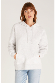 Model image of pullover hoodie in white