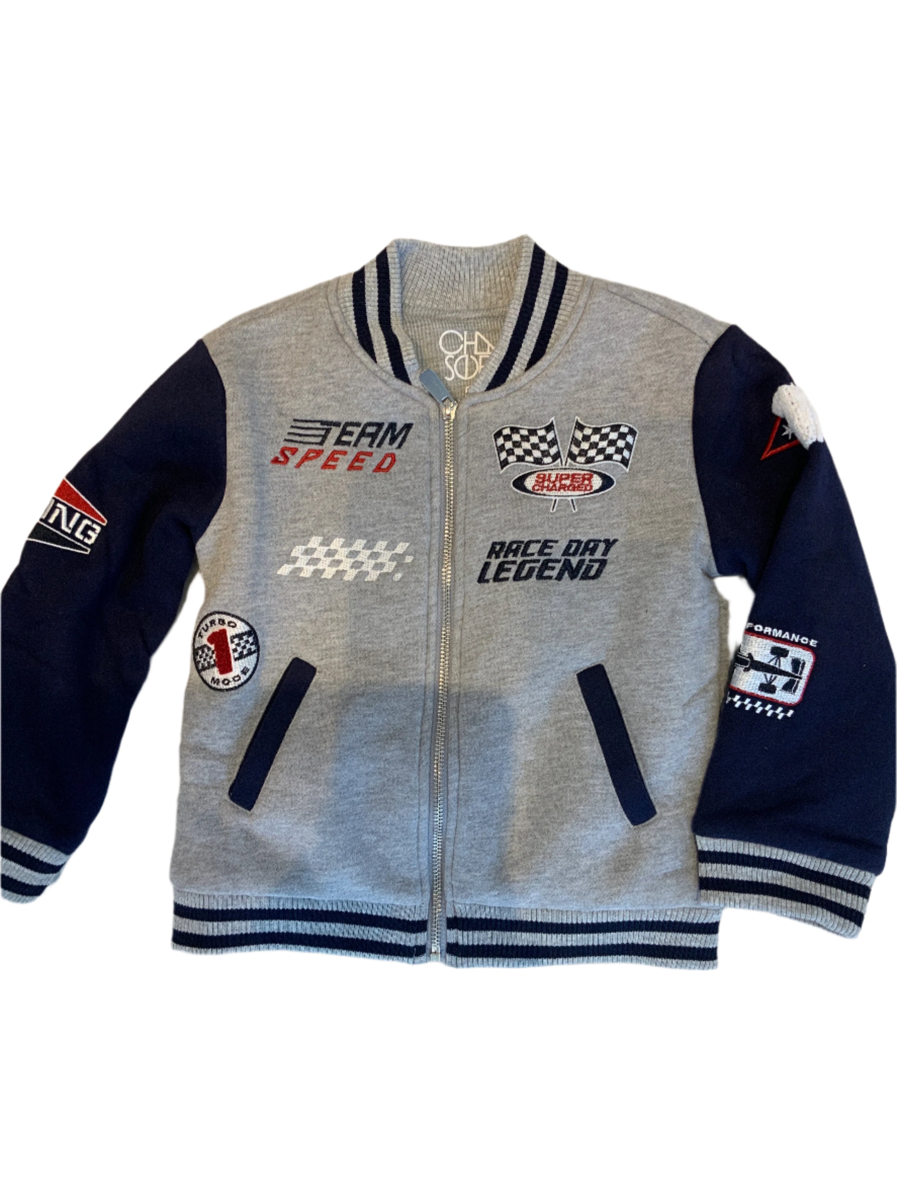 Chaser team speed navy/gray varsity jacket – Le Tank