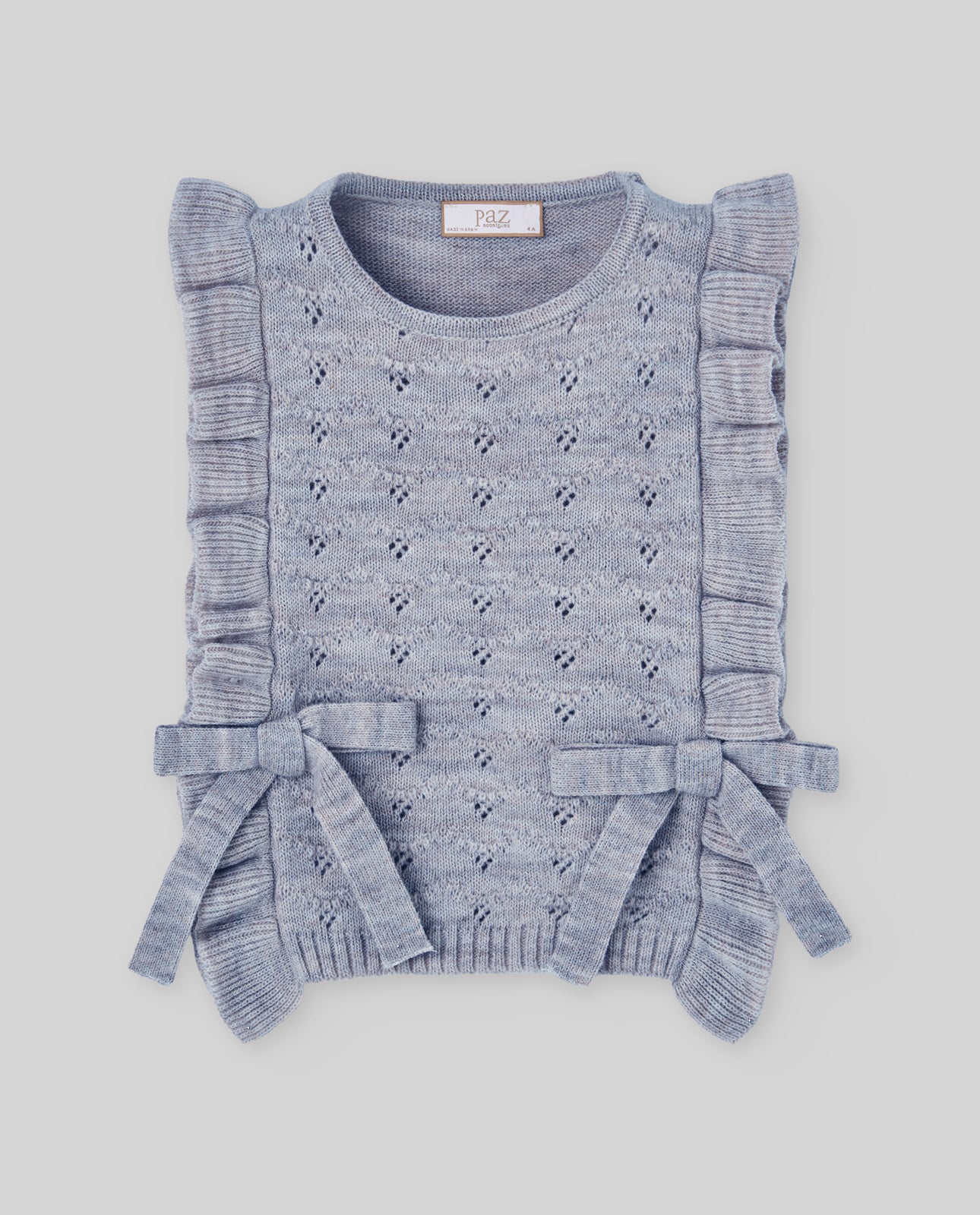 Paz Rodriguez - Lumbre Knit Infant Girl Waistcoat, Sapphire Blue