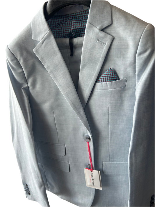 Isaac Mizrahi chambray textured suit mist ST2660