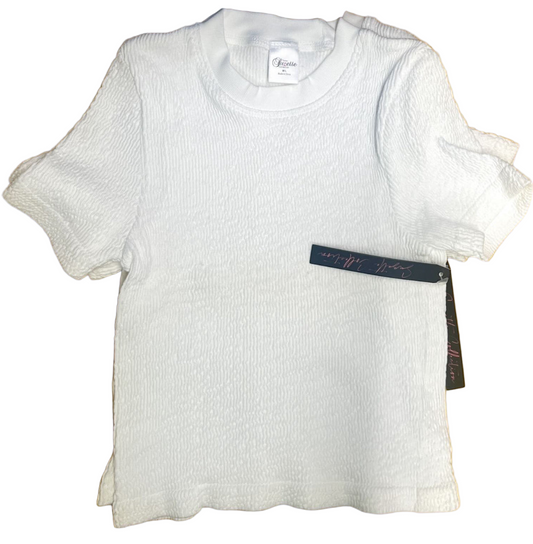Suzette - White Ribbed Short Sleeve