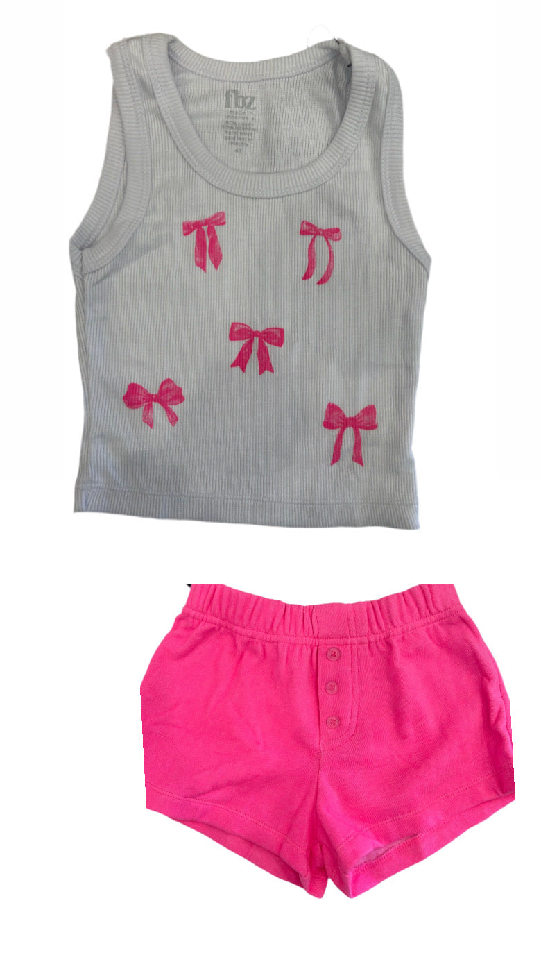 FBZ - Hot Pink Shorts and Bow Tank