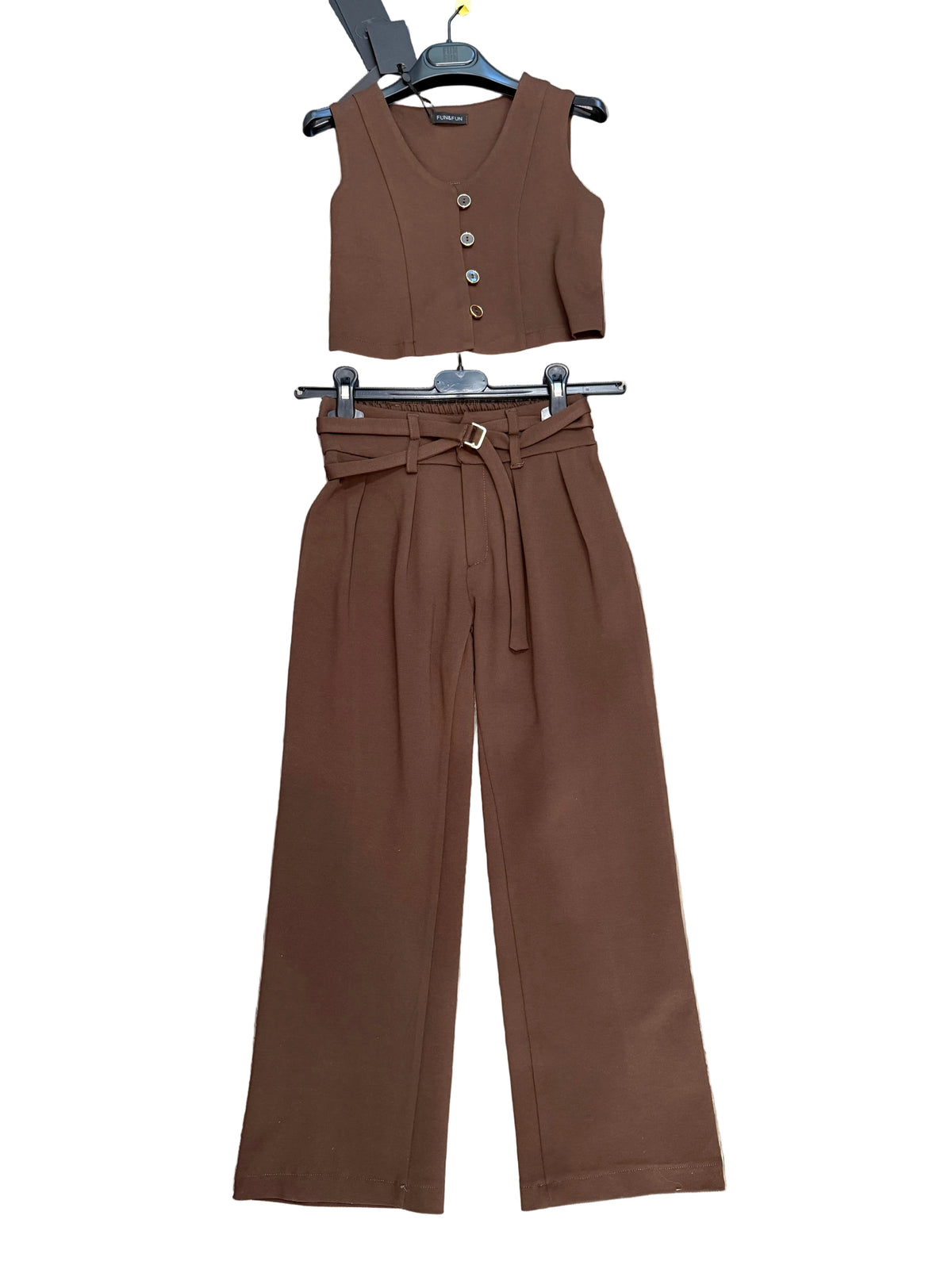 FUNFUN - Vest & Pant Sets, Brown