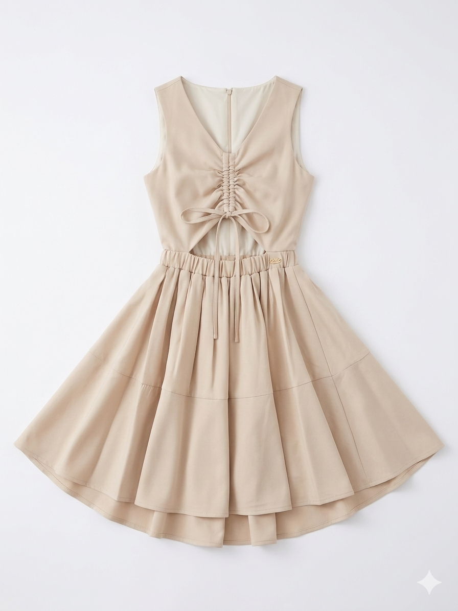 FUNFUN - Girls Beige Dress