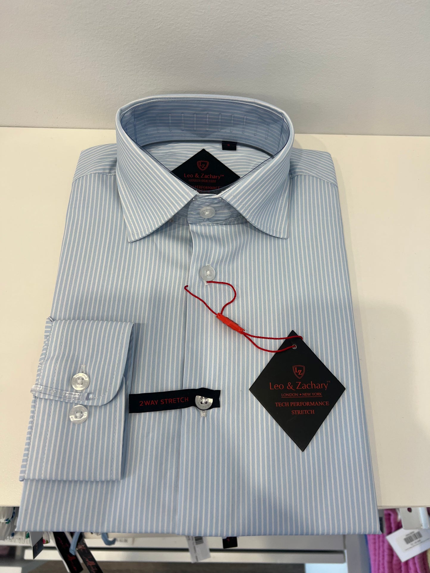 Leo and Zachary - Pale Blue Striped Button Dress Shirt