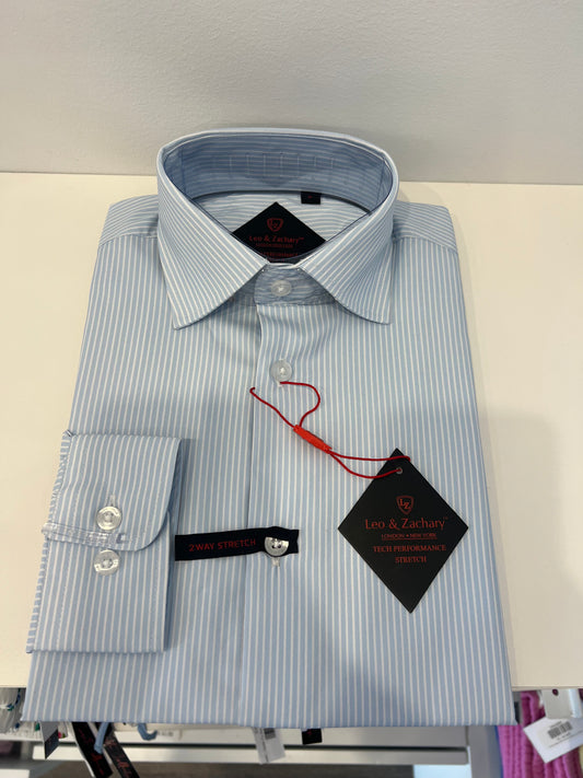 Leo and Zachary - Pale Blue Striped Button Dress Shirt