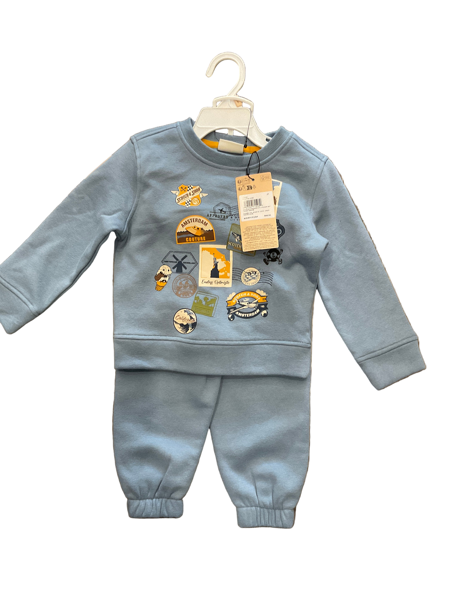 Scotch and Soda - Graphic Crewneck & Jogger Set, Faded Navy