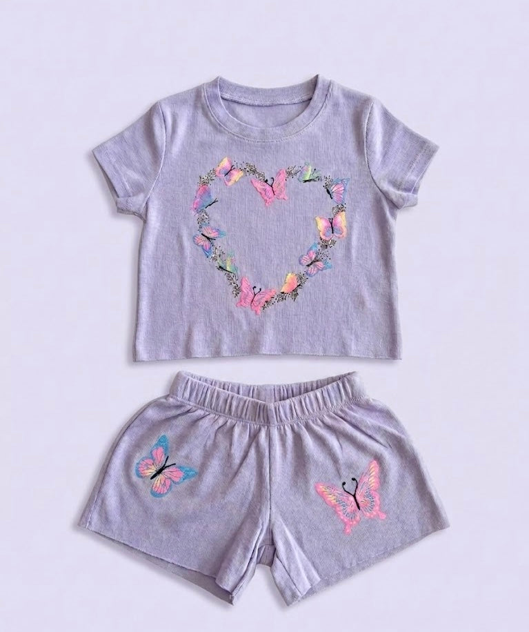 Firehouse - Butterfly Heart Short Set, Lavender