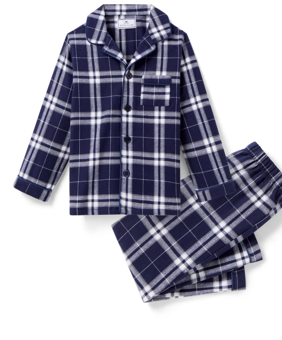 Petite Plume - Children's Brushed Twill Pajama in Oxford Tartan