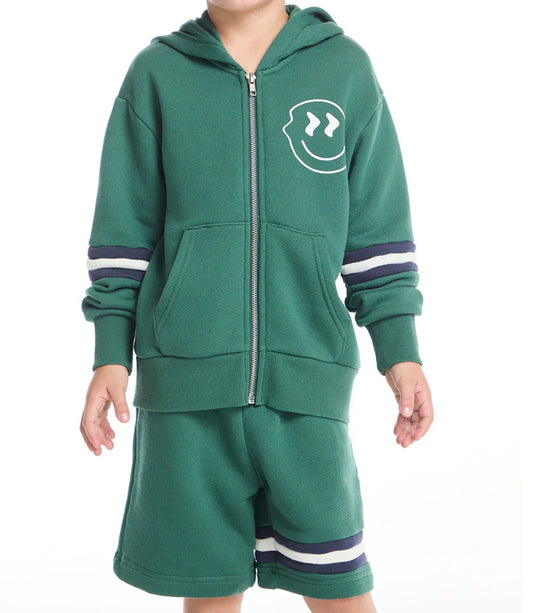 CHASER ZIP UP HOODIE SHORT SET SMILEY