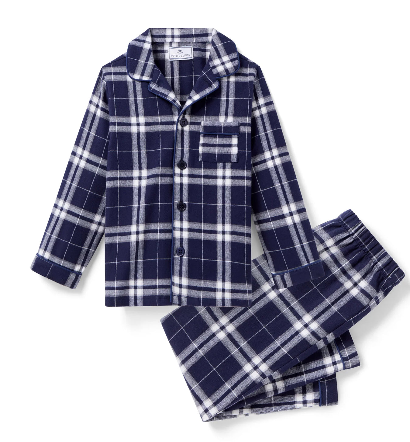 Petite Plume - Kid's Brushed Twill Pajama Set in Oxford Tartan