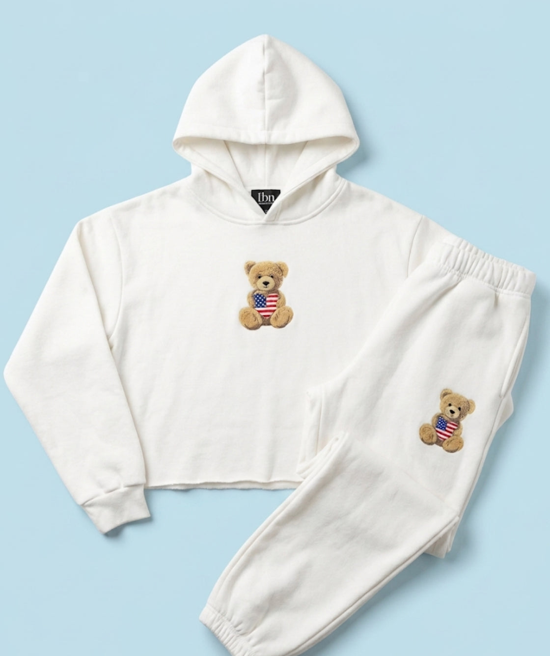 FBZ - USA BEAR HOODIE SWEATSET, OFFWHITE