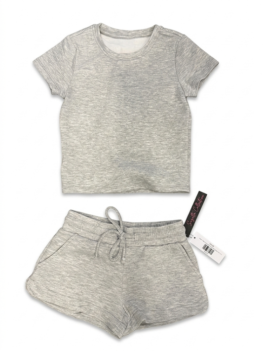 Suzette - Flodal Short Sleeve Tee & Shorts, Heather Grey
