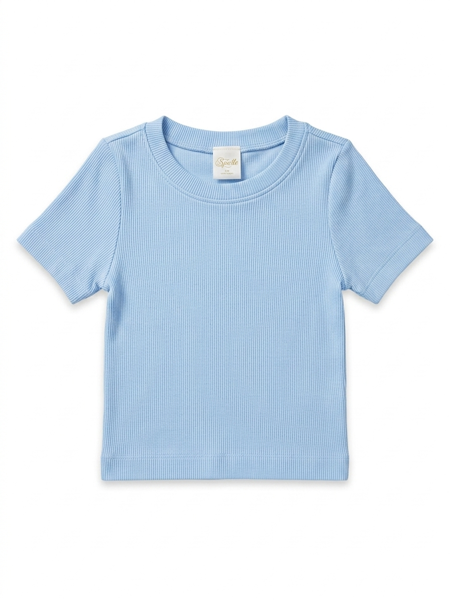 Suzette - Ribbed Seamless Top, Chambray Blue