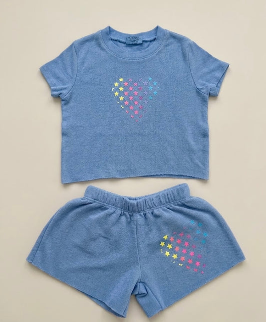 FIREHOUSE - OMBRÉ HEART SHORT SET, ICE BLUE