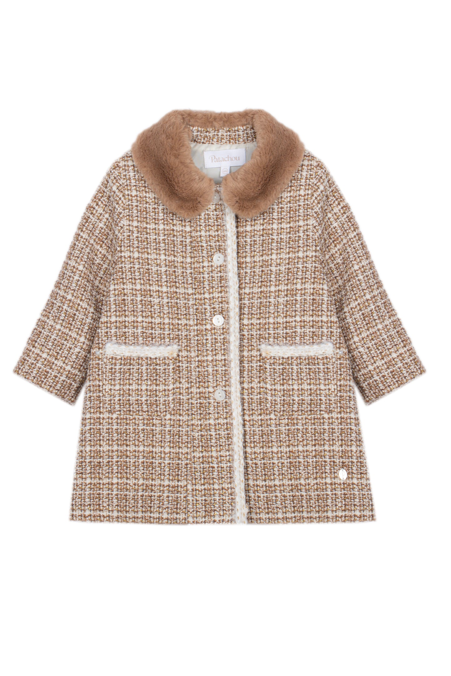 Patachou - Girls Collard Buttoned Jacket, Toffee