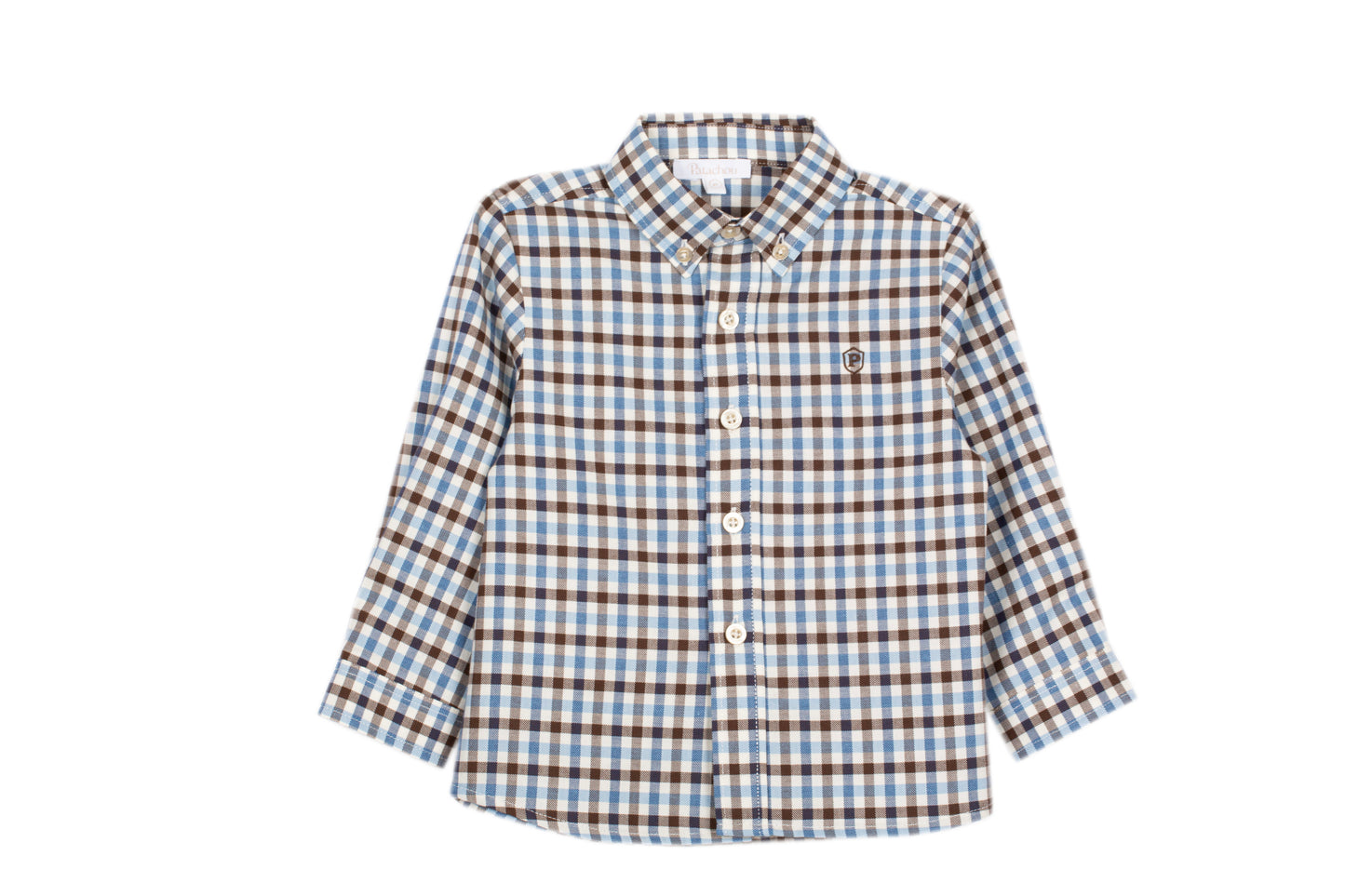 Patachou - Long Sleeve Button Up, Brown Grey Check