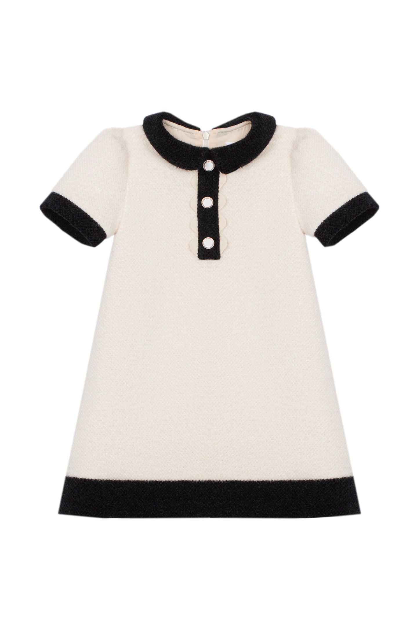 Patachou - Girls Short Sleeve Dress with Black Detailing, Ivory