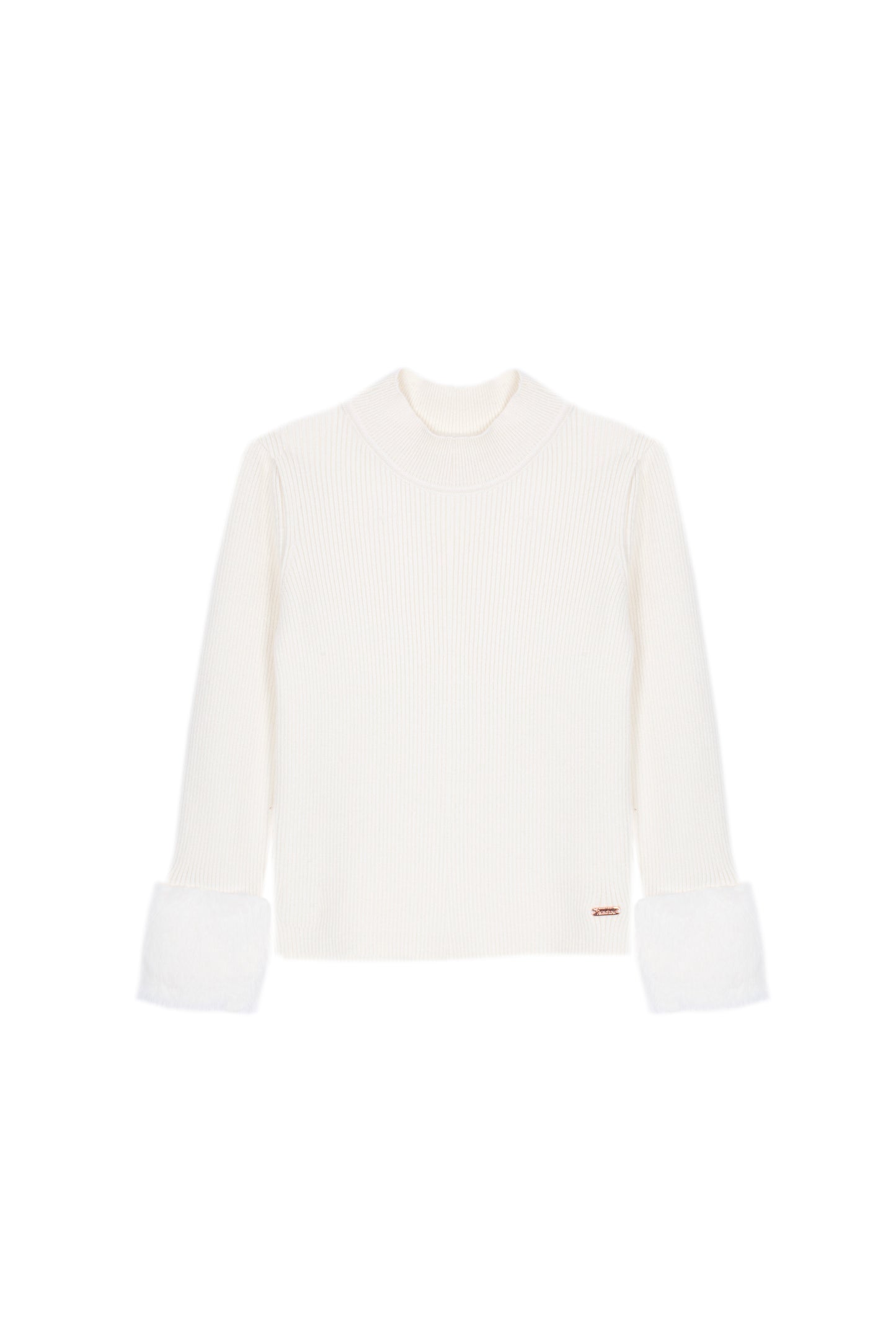 Patachou - Girls Long Sleeve Turtleneck Sweater, Ecru