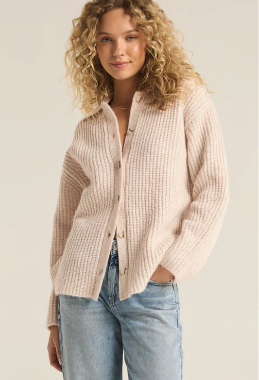 Z SUPPLY LENNIE BUTTON UP SWEATER CARDIGAN OATMEAL HEATHER