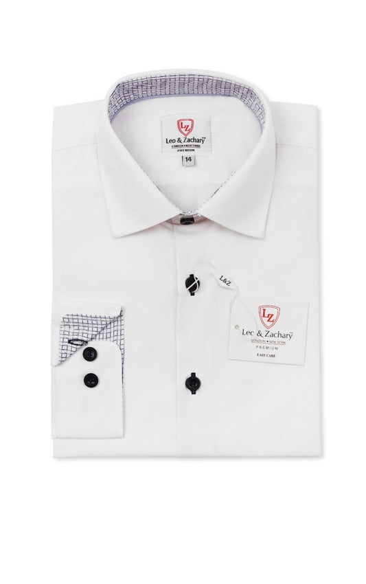 Leo and Zachary - White & Navy Dress Shirt