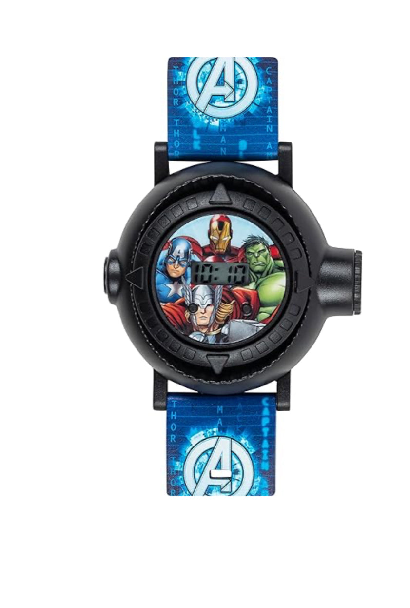 Marvel Avengers Kids Digital Projection Watch with 10 Image Projector, Comfortable Strap, and Durable Design - Fun and Interactive Timepiece for Boys, Perfect for Young Avengers Fans