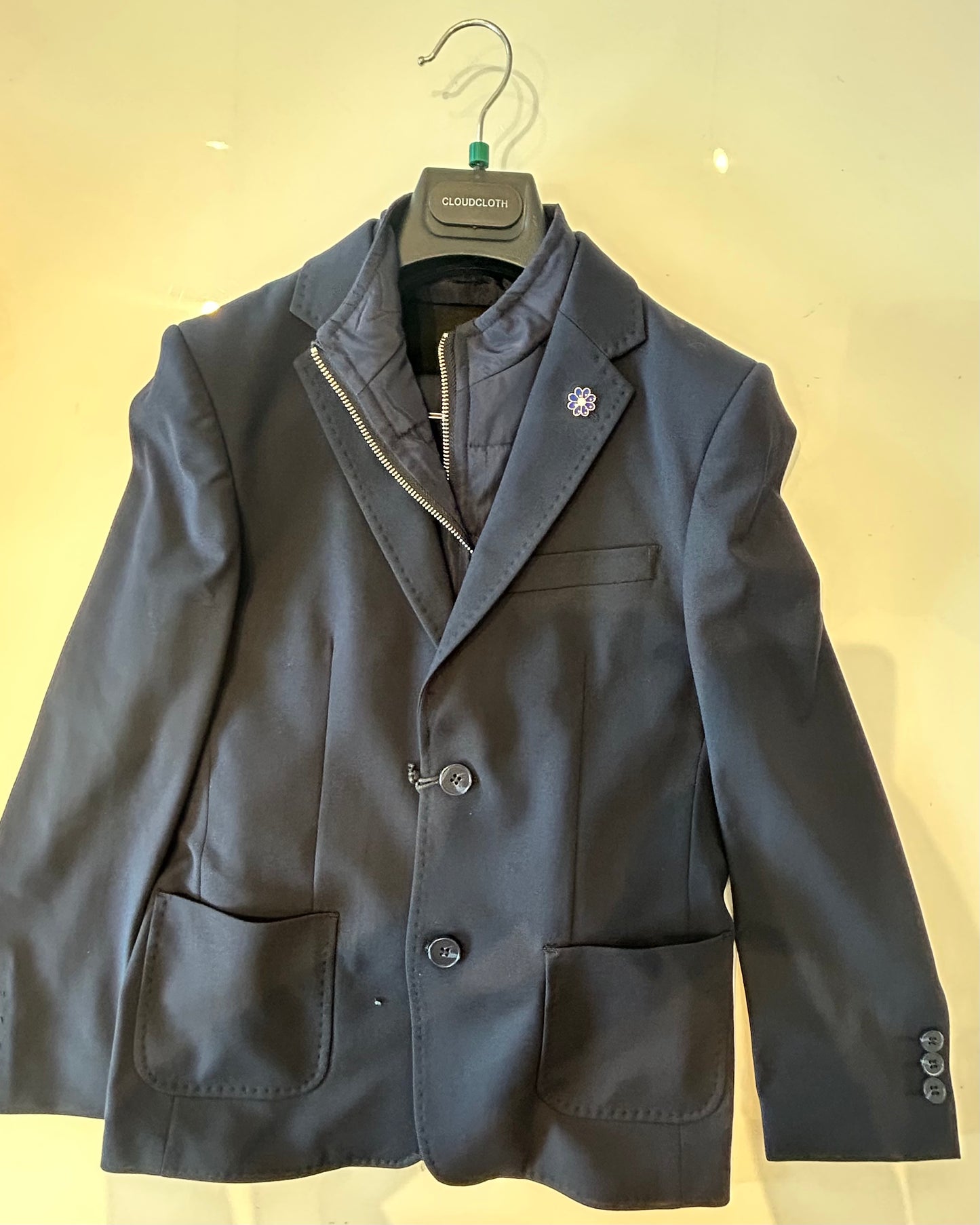 Cloudcloth - Boys Suits Detachable Vest Stretch, Navy