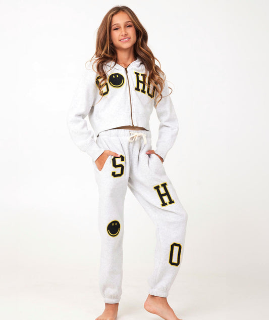 Soho Patch Crop Zip Hoodie and jogger set