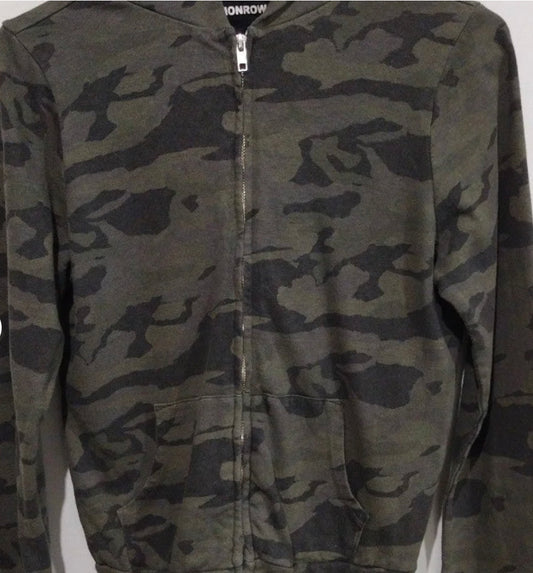 MONROW Camo Sporty Full Zip Hoodie Sweatshirt